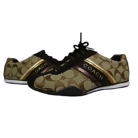 Coach Shoes - Coach Jayme Signature Khaki Chestnut Sneakers